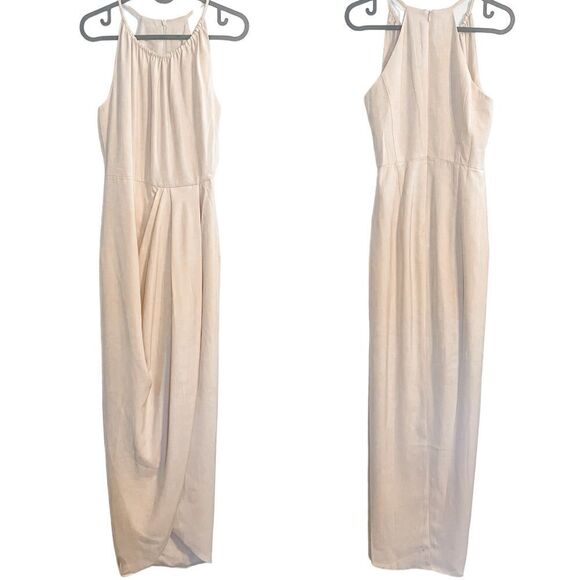 Shona Joy Core High-Neck Ruched Midi Dress Nude - Picture 5 of 8